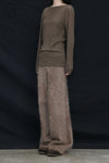 SWAYING 24 Autumn and Winter Wool Blended One-shoulder Lamb Leg Sleeve Top SW-SW24AW1T17-ZONG Brown SW-SW24AW1T13